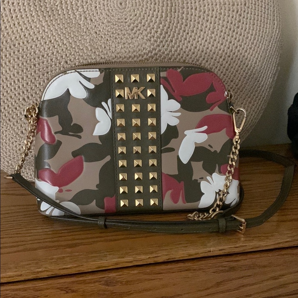 Michael Kors Multicolor Camouflage Crossbody Bag with Gold Studs